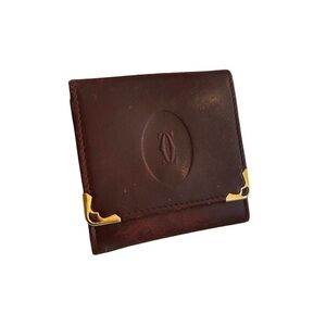 Cartier Brown Leather Money Clip with Gold Details
